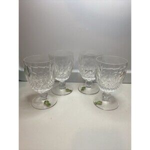 Set Of 4 Vintage Waterford Colleen Claret Wine Glasses Crystal Short Ball Stem